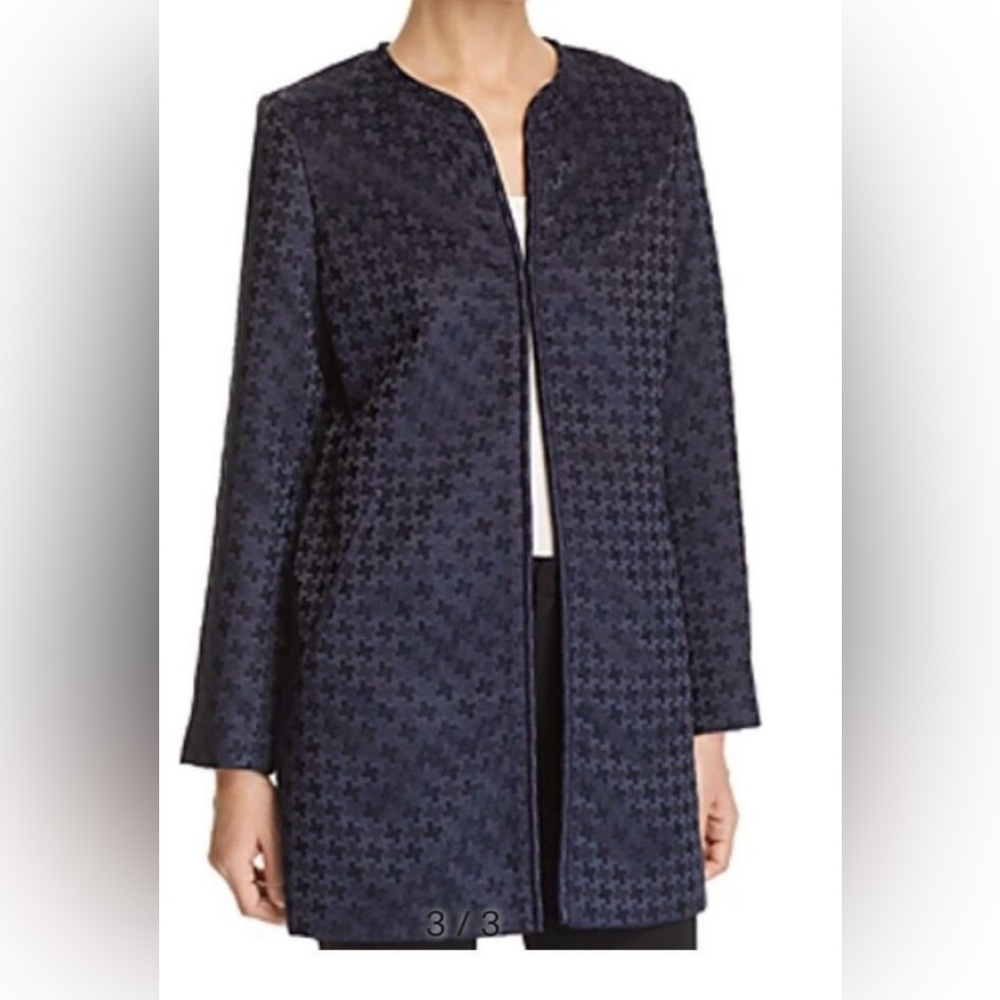 NWT Karl Lagerfeld Jacquard Open-Front Jacket Navy size XL